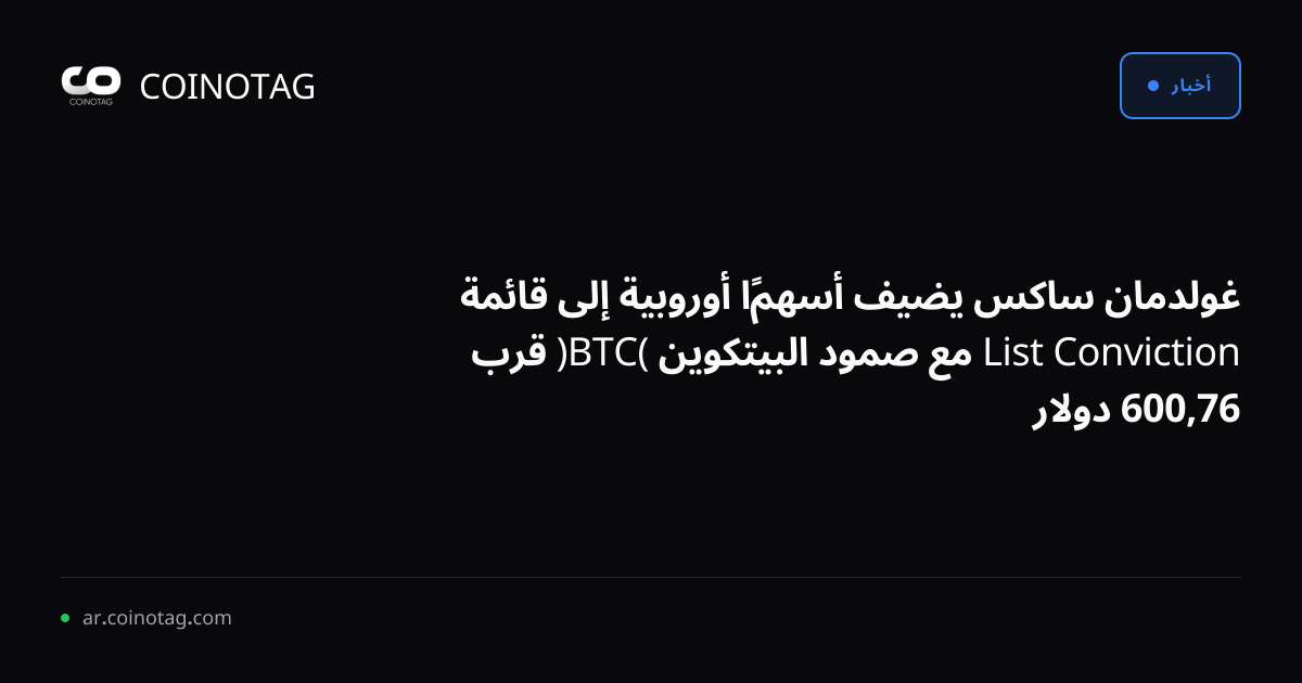 غولدمان ساكس يضيف أسهمًا أوروبية إلى قائمة Conviction List مع صمود البيتكوين (BTC) قرب 76,600 دولار